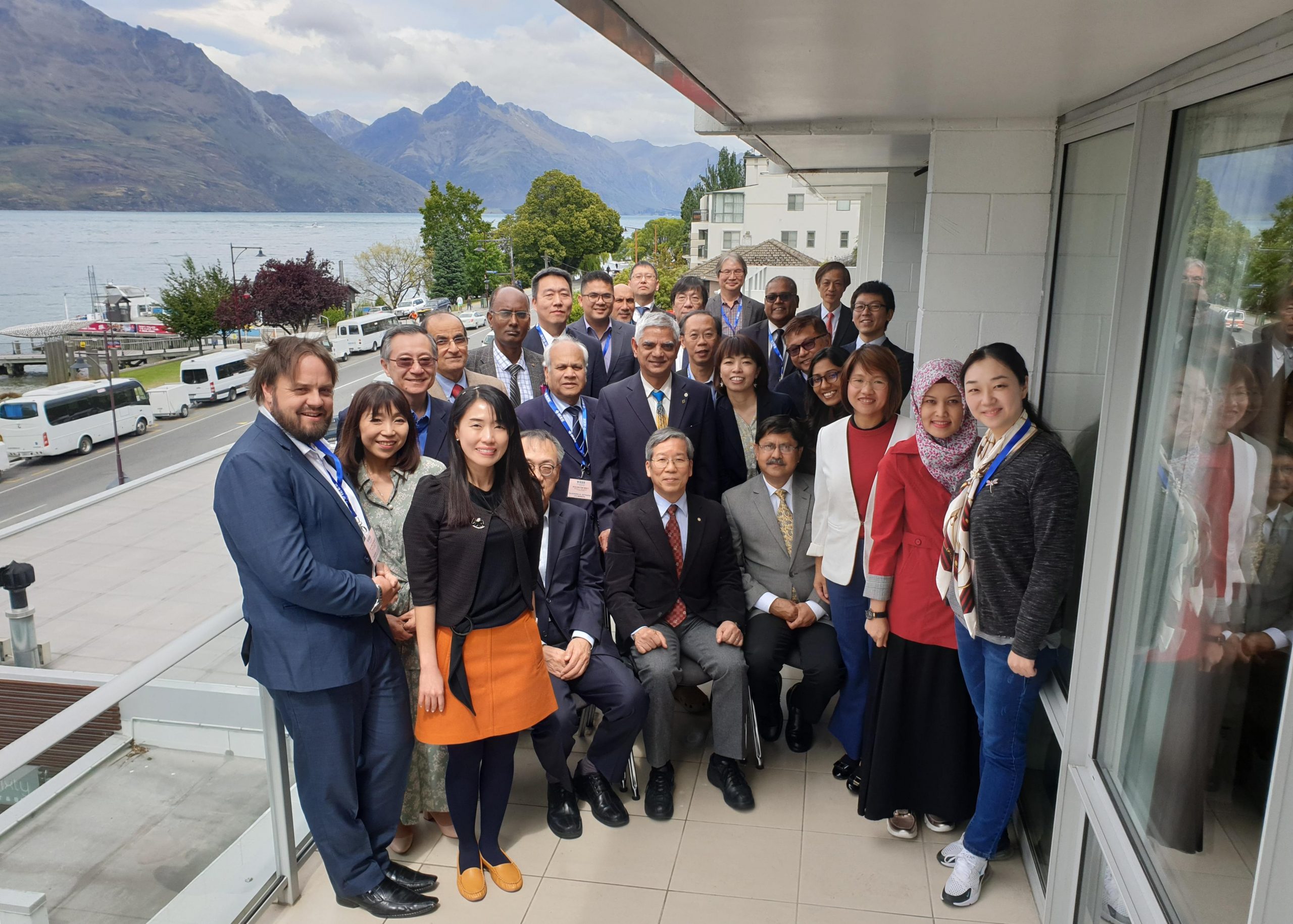 Attendees with Lake Wakatipu in the back